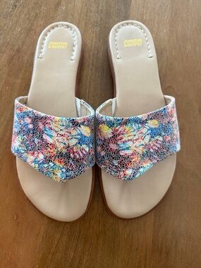 Johnston & Murphy Women's Multicolor Floral Slide Sandals, size 10